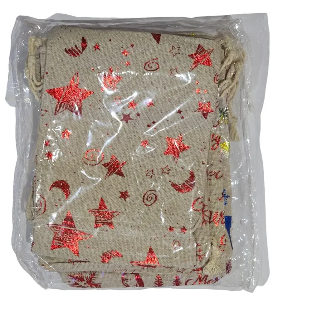 Christmas Burlap Bags with Drawstring, 5